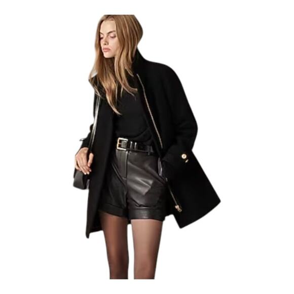 J.Crew Wm's Toscana Coat Italian StadiumWool Blend Sz 8 Black Gold Hardware NWT - Picture 5 of 6